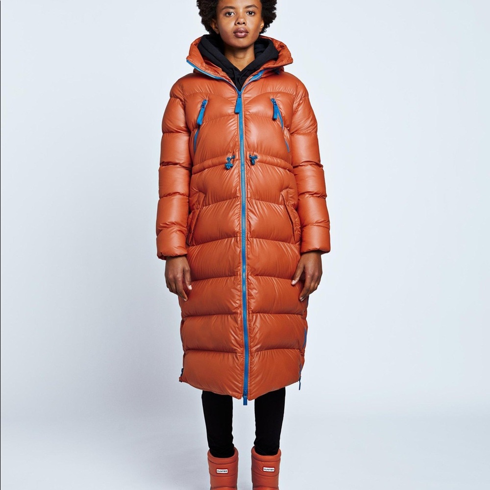 Hunter Orange Long Puffer Coat